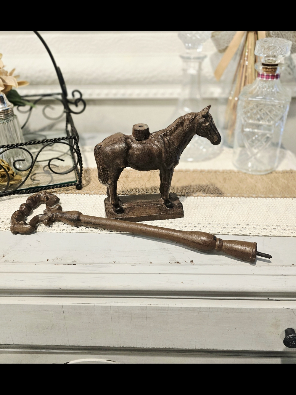 Vintage Decorative Cast Iron Horse Door Stopper - Brown - Picture 10 of 11